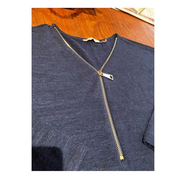 Soft Surroundings 2X Navy Blue, Long Sleeve Top, Zip Up, Gold Tone. Womens Plus - Picture 3 of 7